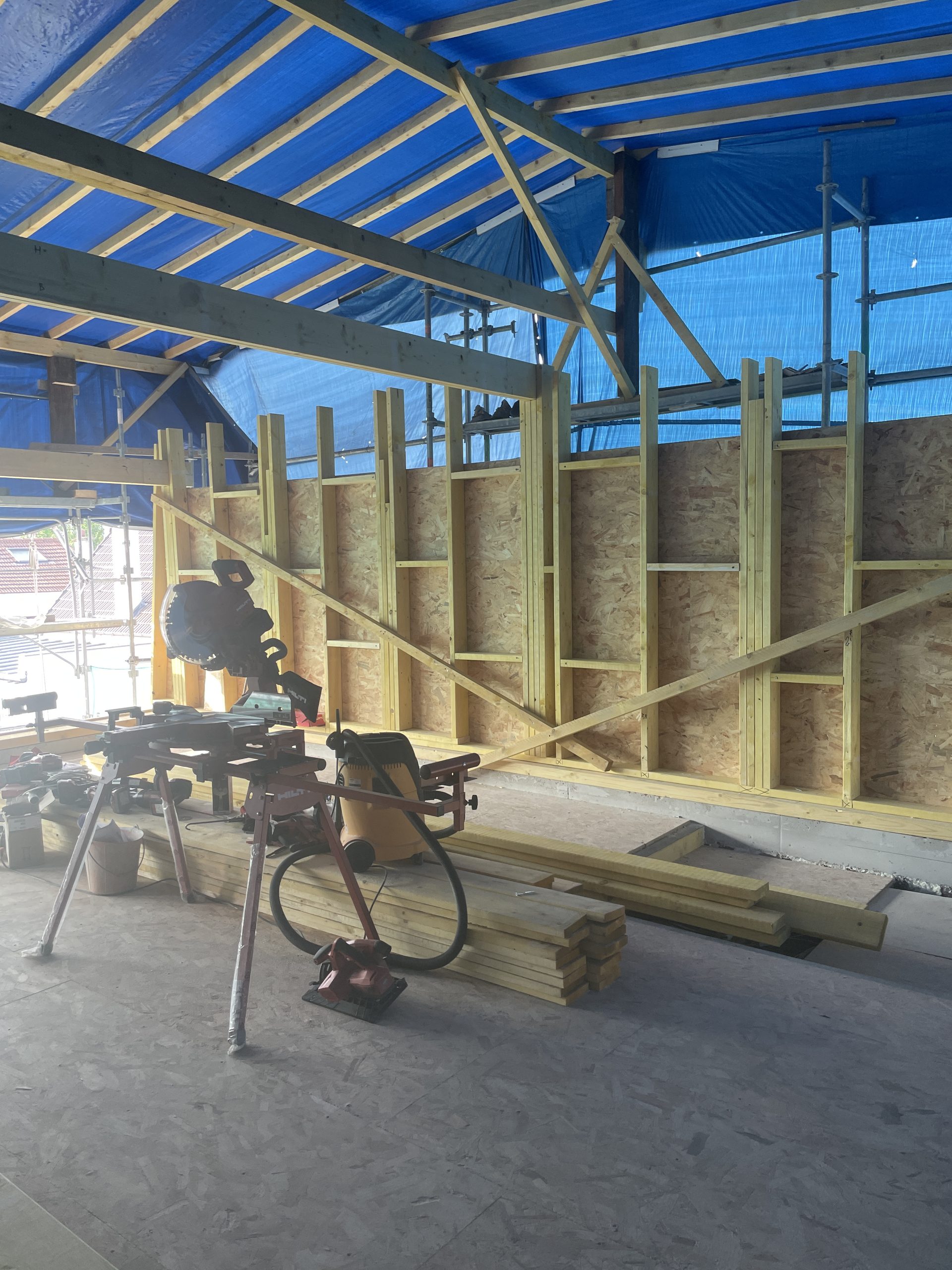 Construction de la surélévation en ossature bois – Bois-Colombes